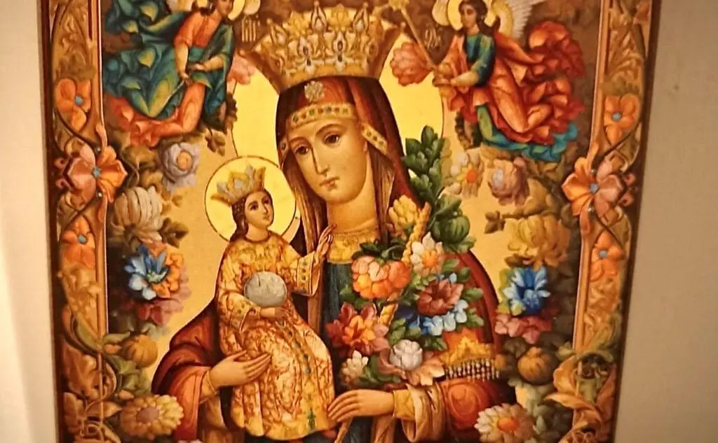 Ikon fra Ukraina viser jomfru Maria Foto Olena-Strylkova-Kyiv